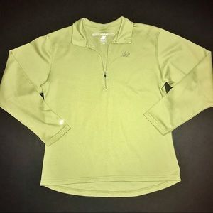 Bright green half zip Eastern Mountain Sports